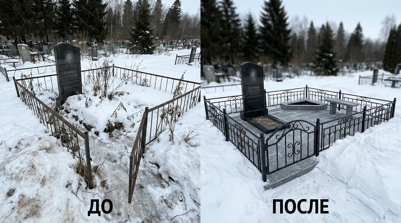 Благоустройство могилы в Сургуте — пример 1